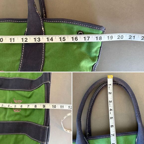 J.Crew Green and Navy canvas tote bag with Flamingos - Picture 6 of 6